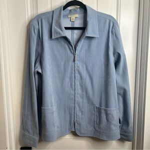 Appleseed's Light Blue Faux Suede Front Patch Pocket Zip Front Blazer. Size XL.